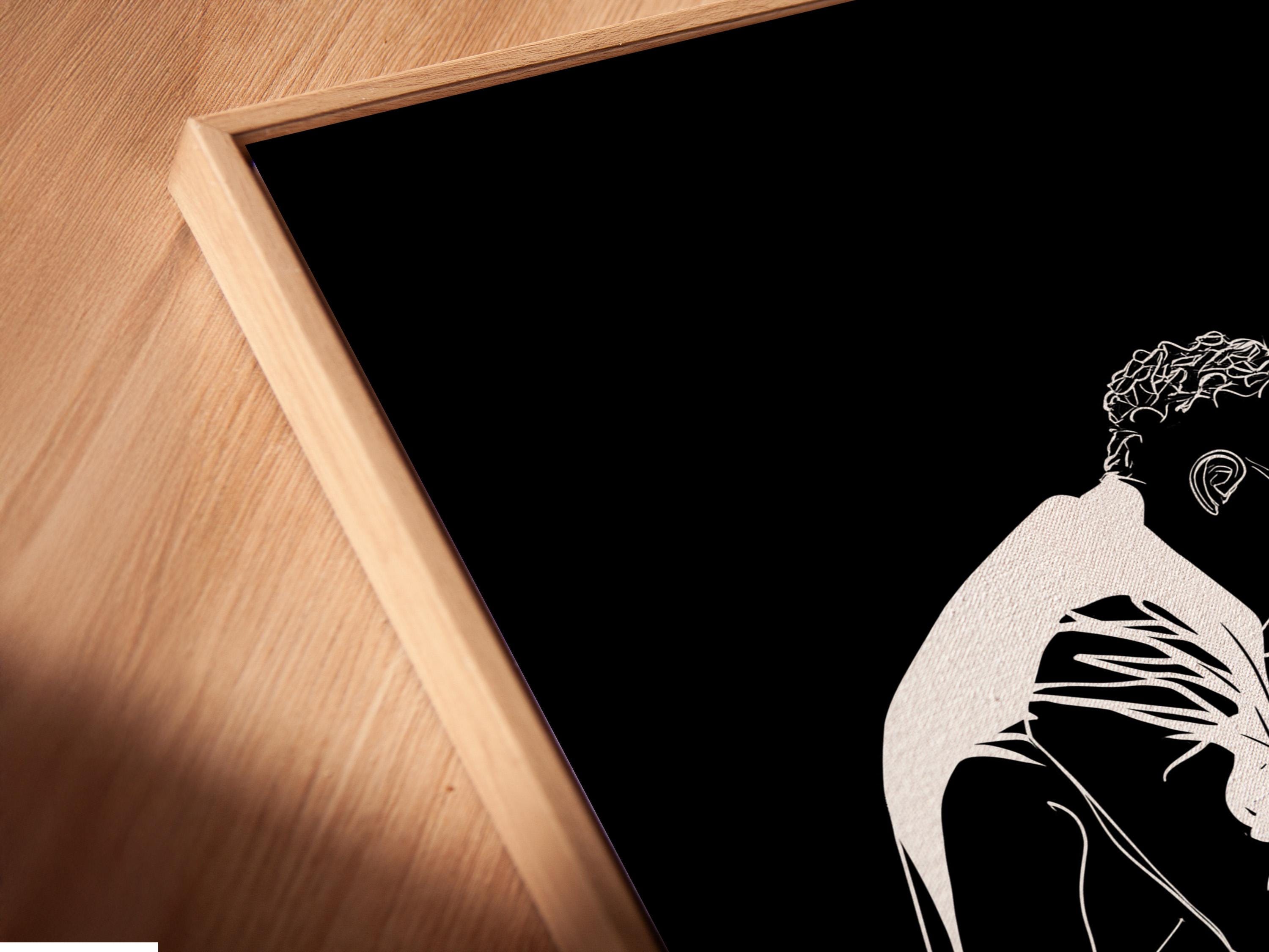 Black and white line drawing of a pianist playing an upright piano detail view