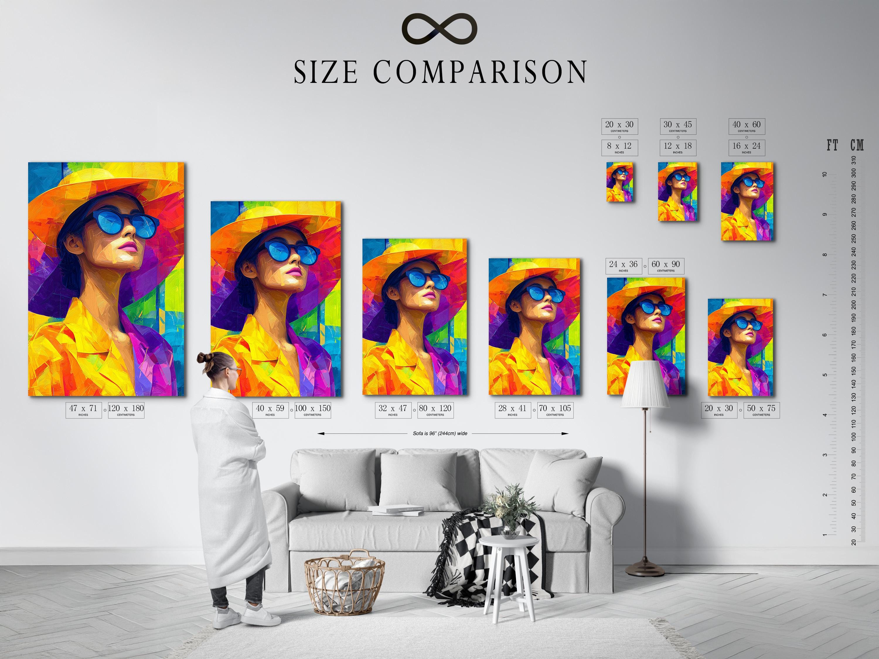 Woman portrait artwork displayed in a wall mockup with other small matching versions