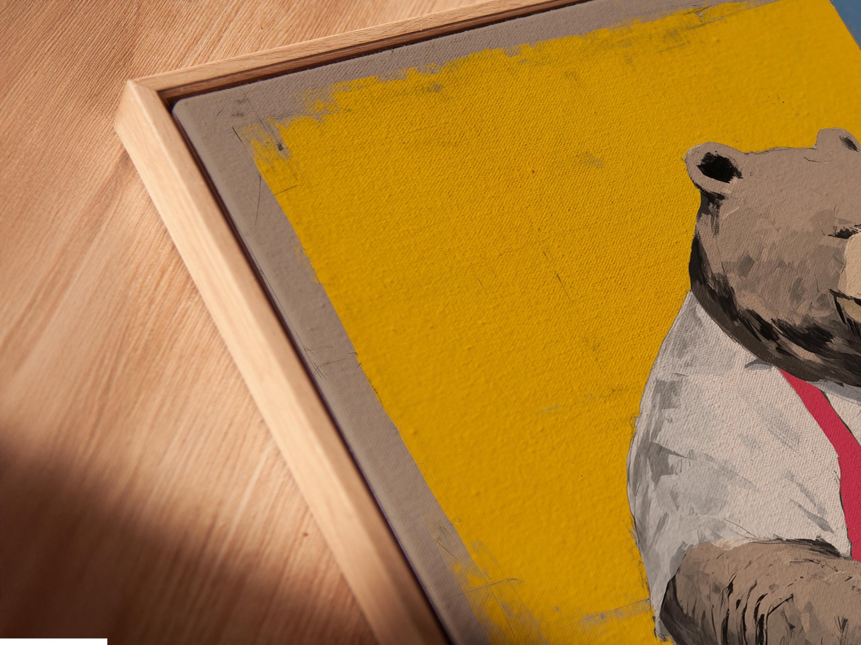 Bear chef artwork shown framed on a wall with alternate frame styles nearby
