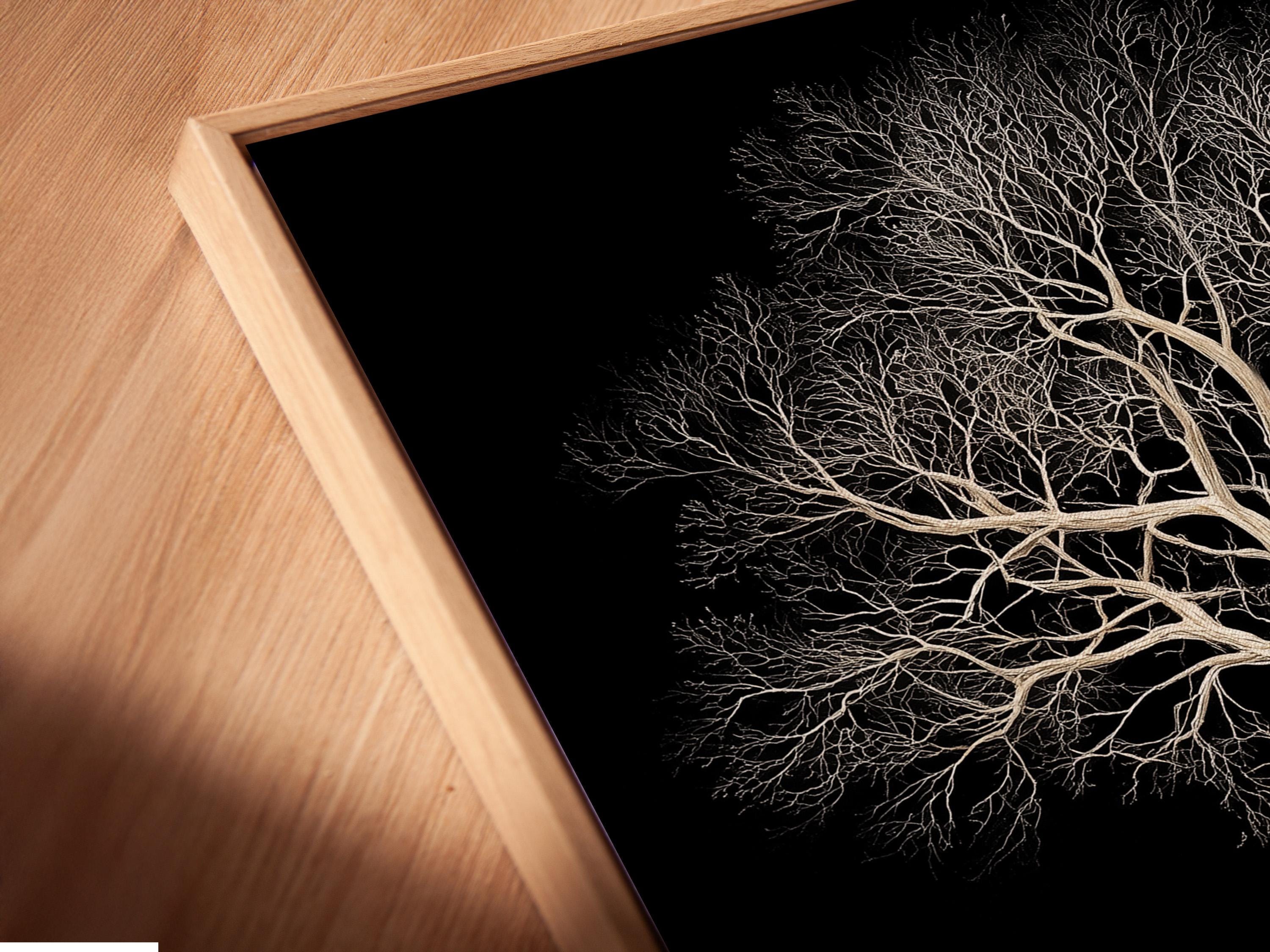 Framed tree roots artwork mockup on a light background