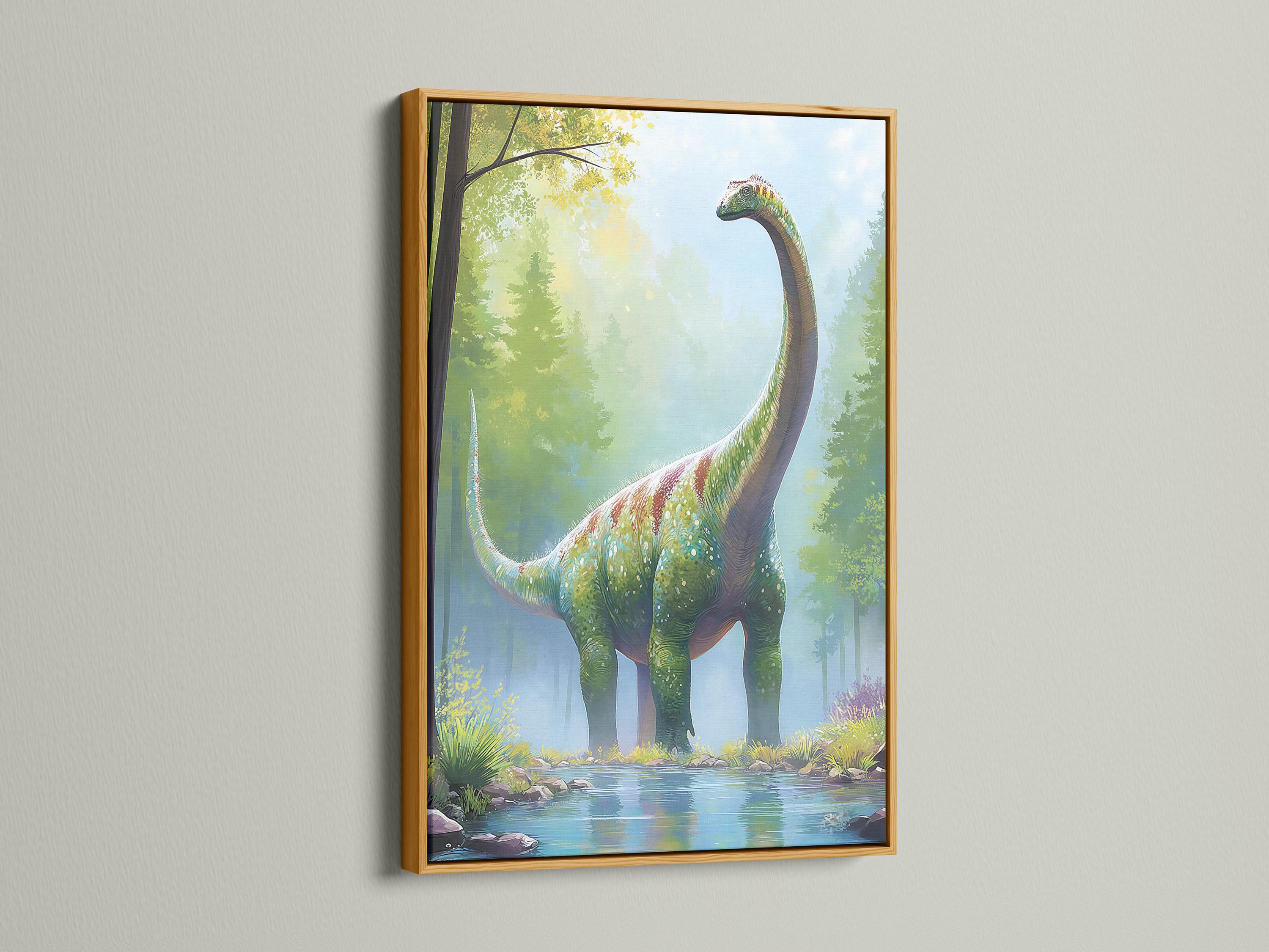Dinosaur artwork mockup in a room with framed scene
