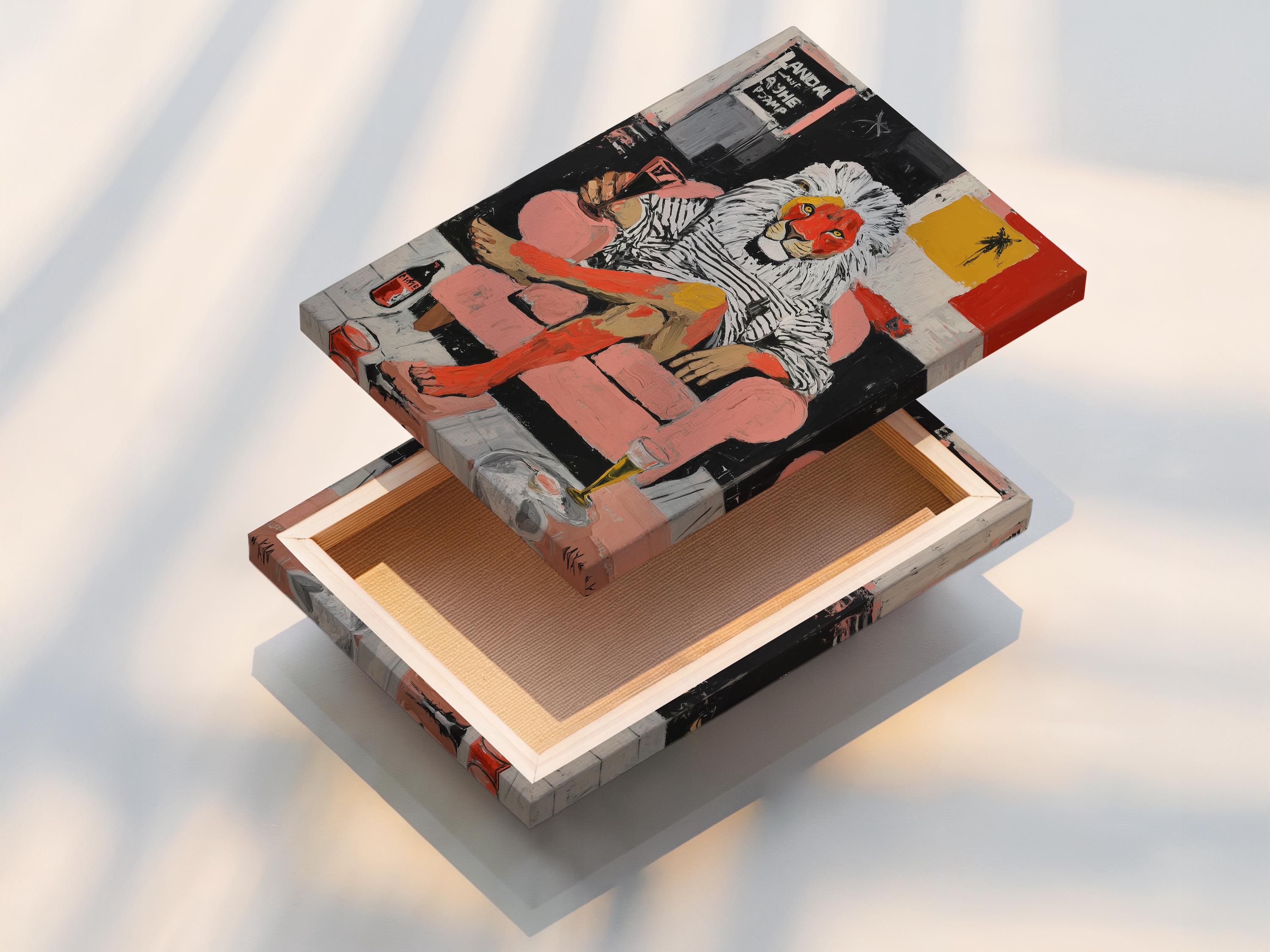 Lion pop-art wall art mockup in a room