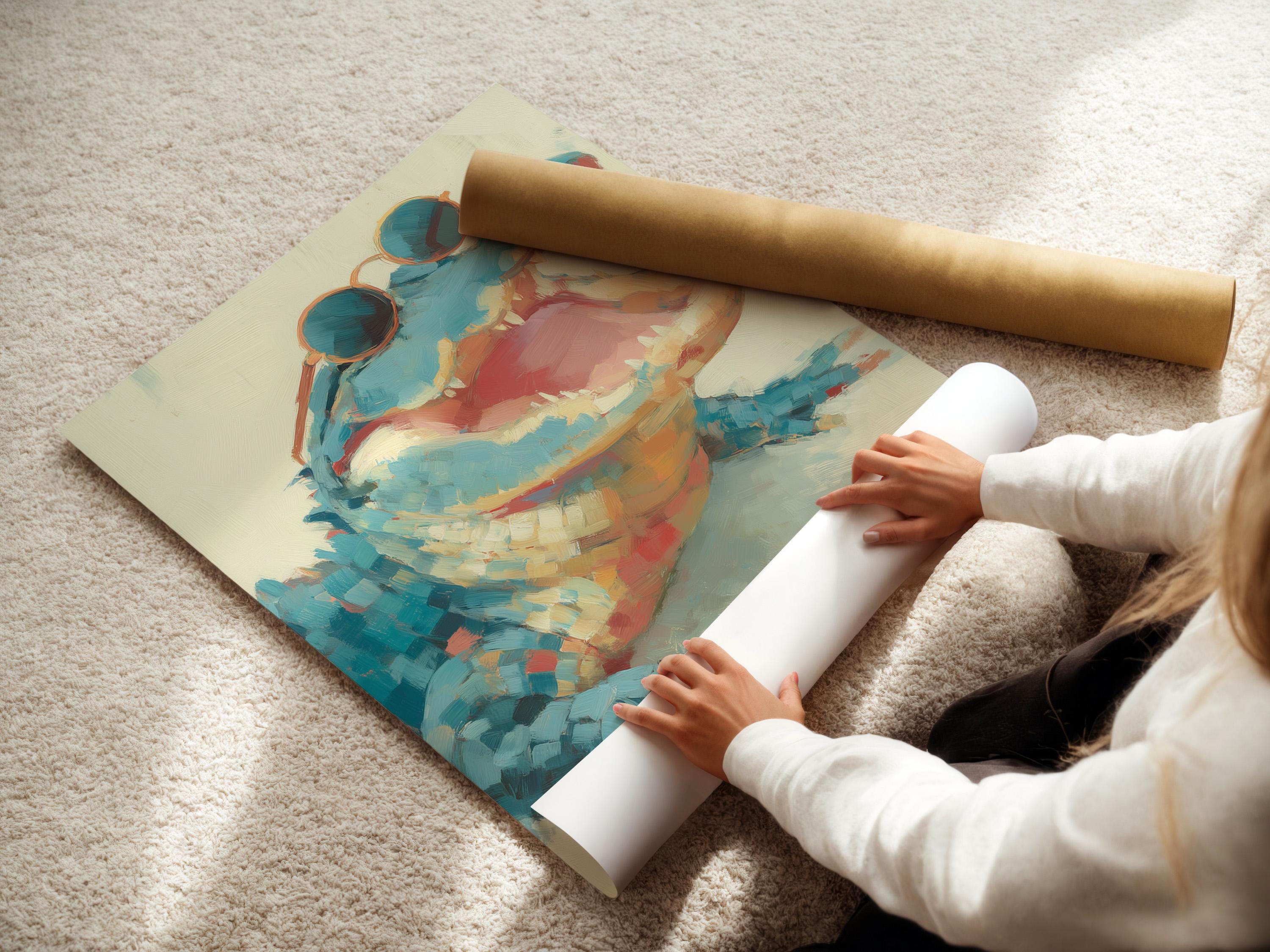 Gator artwork on a framed portrait mockup against a light background