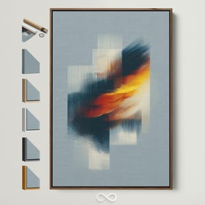 Abstract Canvas Art - Blue & Gold Modern Wall Decor, Geometric Print for Living Room, Contemporary Artwork, Housewarming Gift