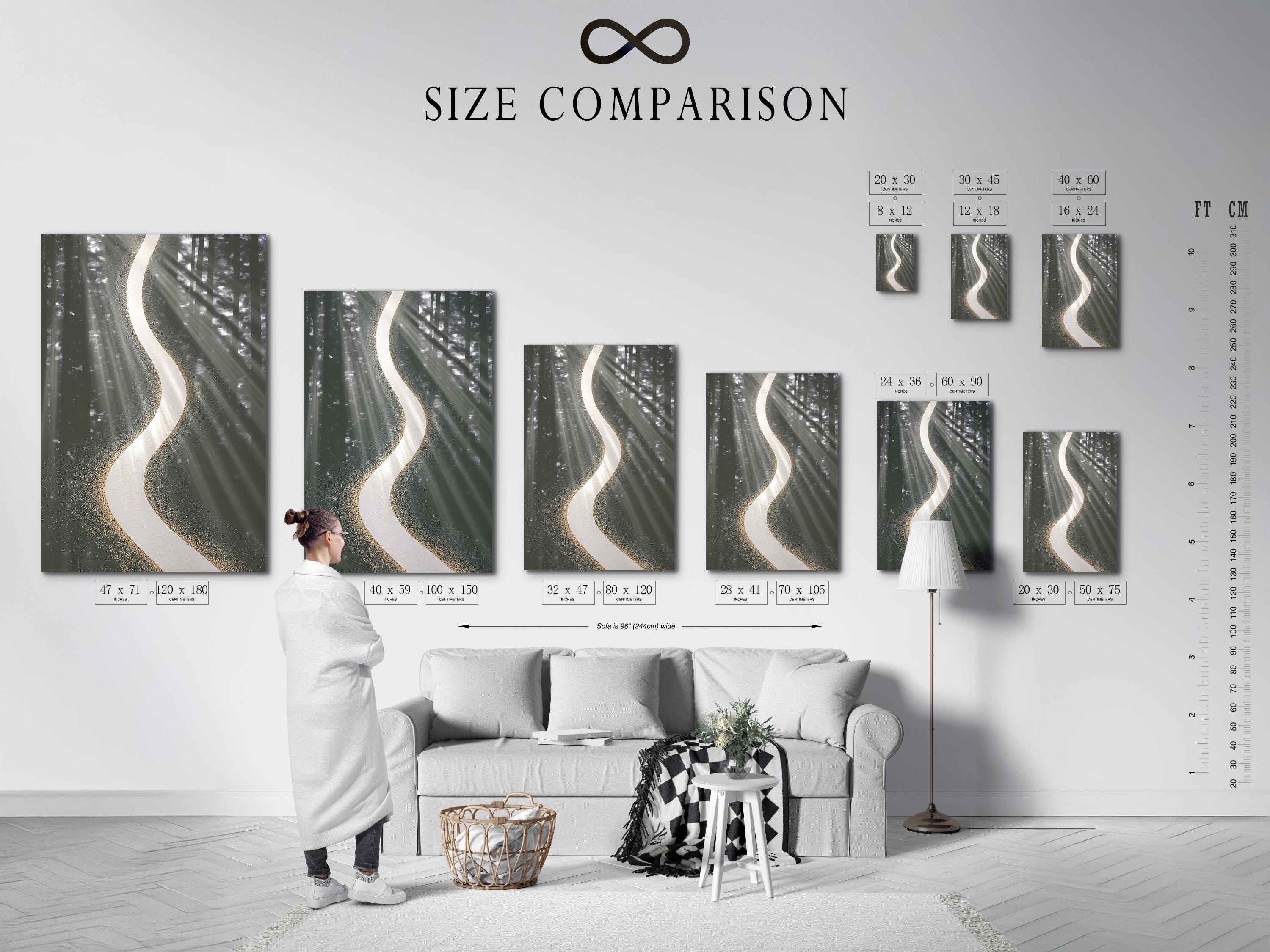 Abstract charcoal grey forest background with a large white curved ribbon and gold speckles detail view