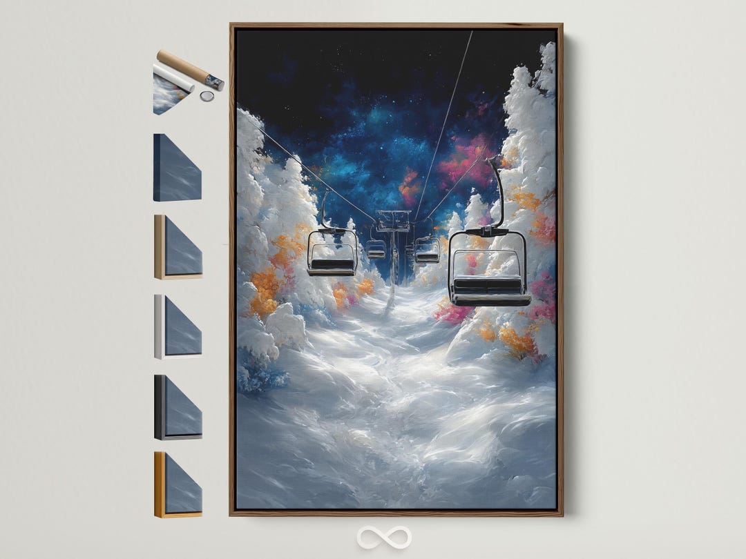 Ski Lift Canvas Print - Magical Winter Mountain Wall Art, Snow ...