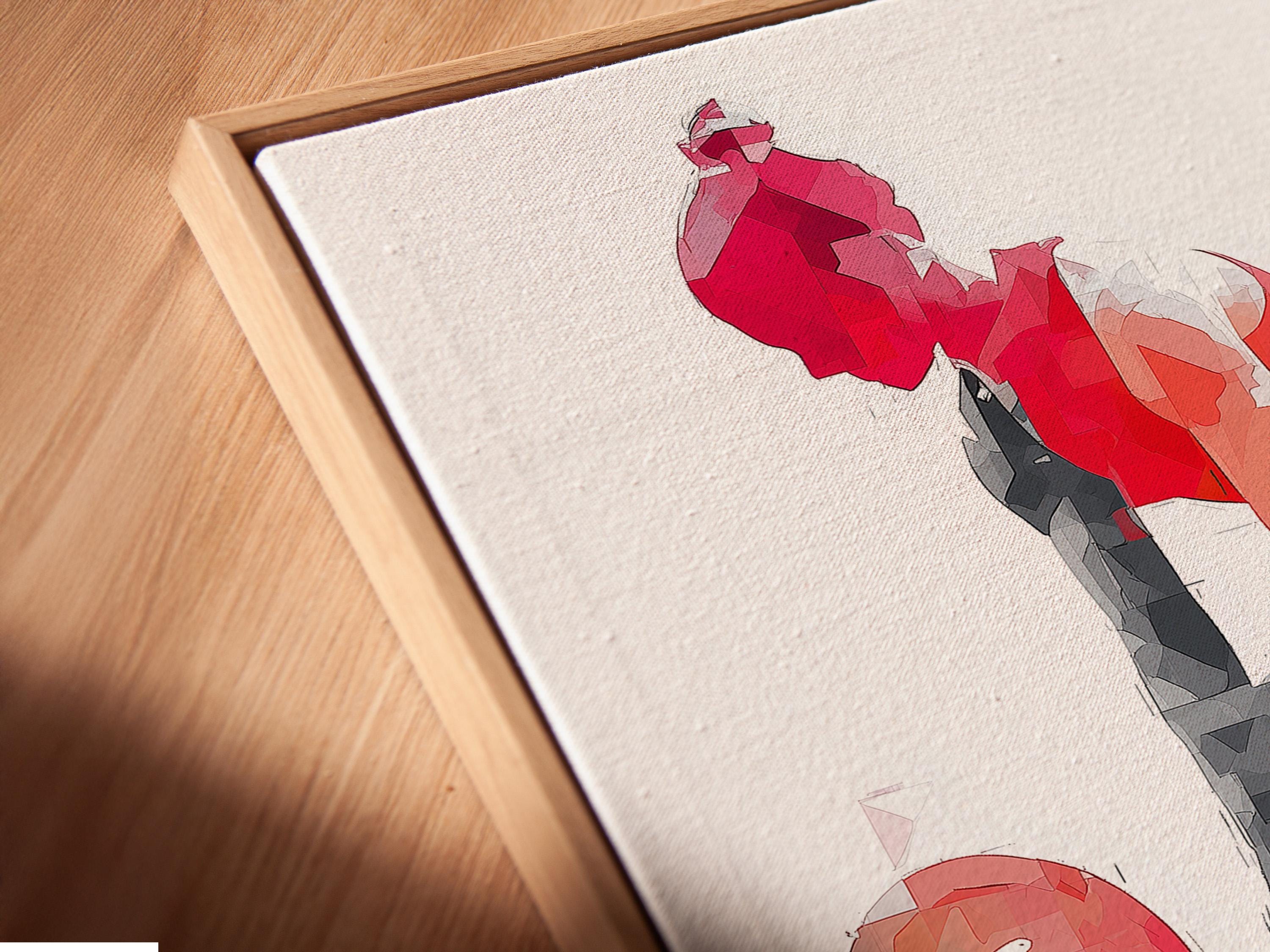 Fitness artwork mockup showing a red and grey weightlifter lifting a barbell inside a frame