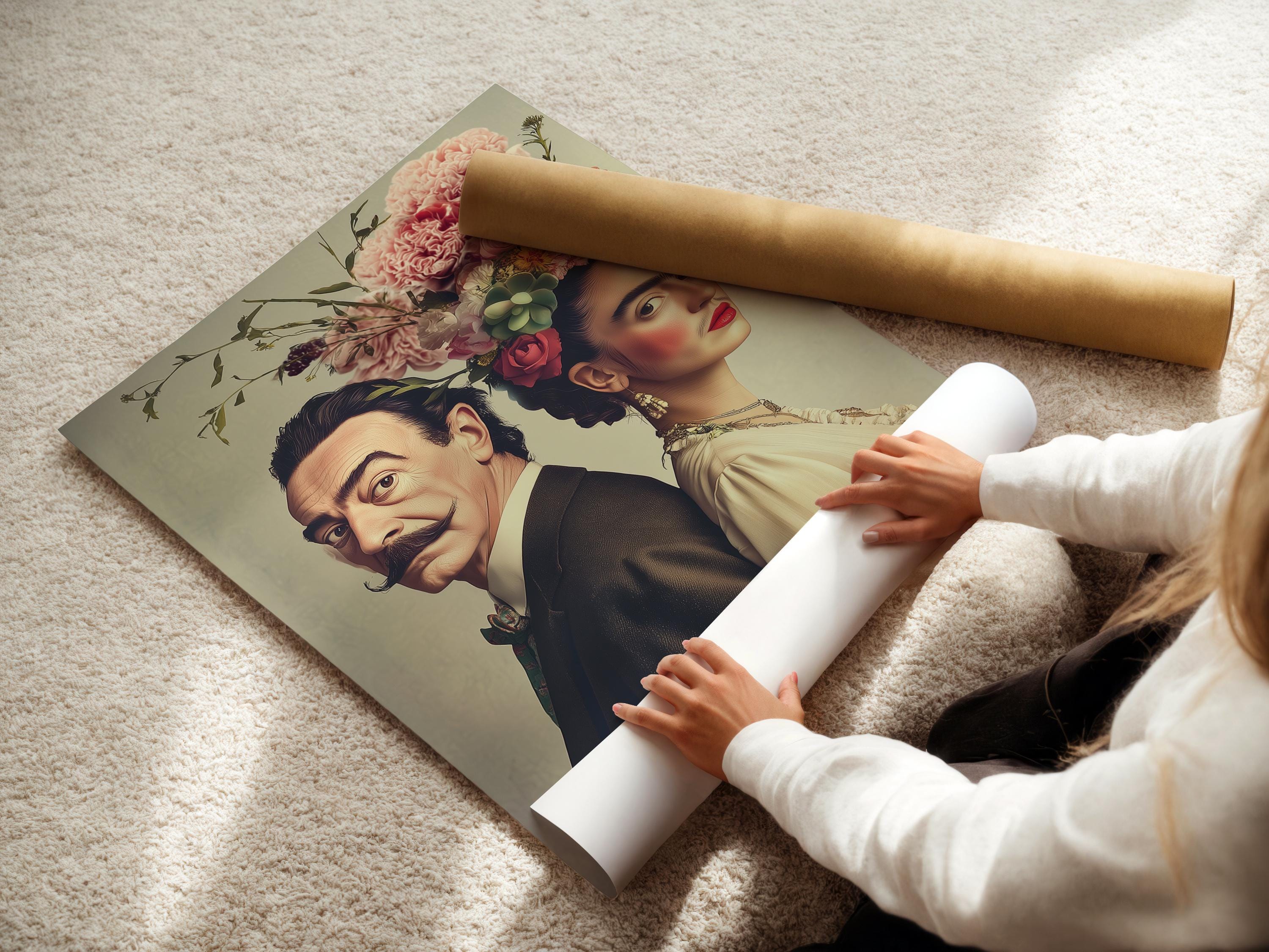 Mockup showing a framed couple portrait artwork with a floral head crown