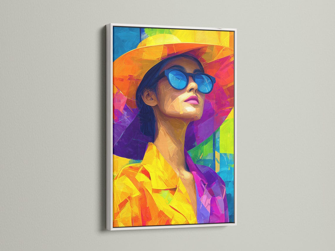 Woman portrait artwork displayed in a wall mockup with other small matching versions