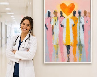 Medical Heroes Art Print - Doctor Nurse Wall Art, Healthcare Worker Canvas Print for Hospital Office Decor