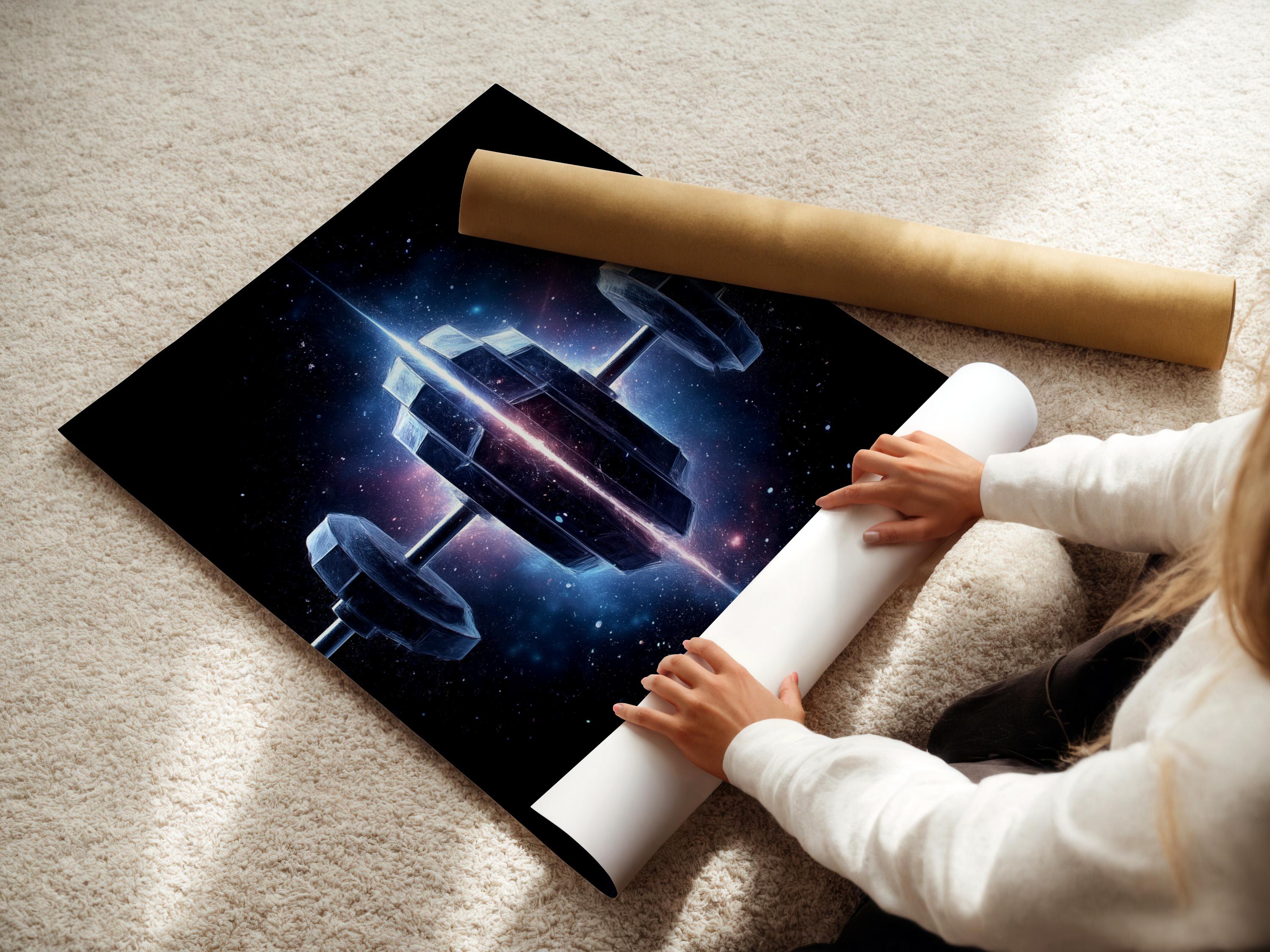 Cosmic dumbbell glowing against a dark galaxy star field detail view