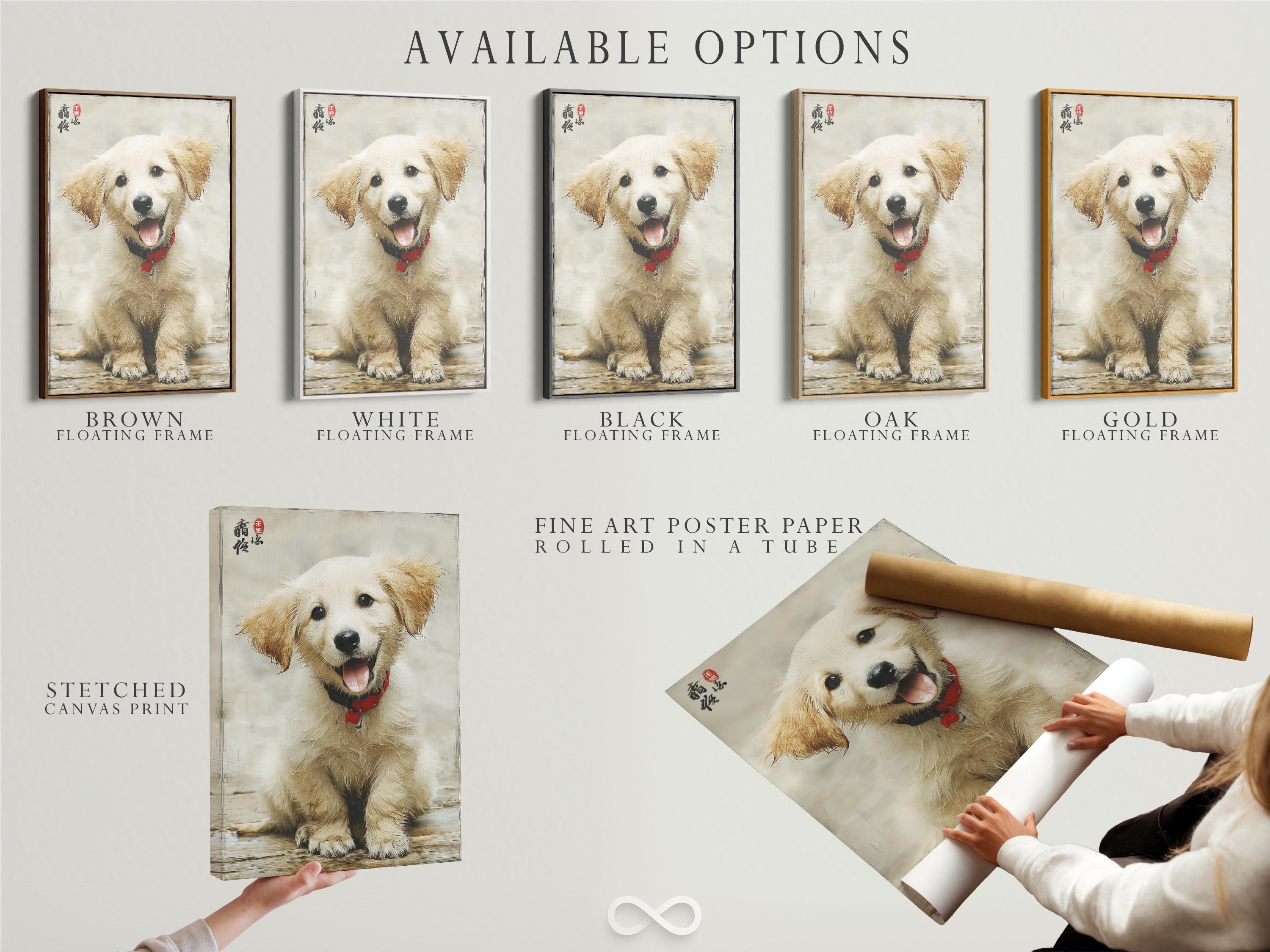 Golden retriever puppy portrait in cream and warm brown with a red bandana detail view