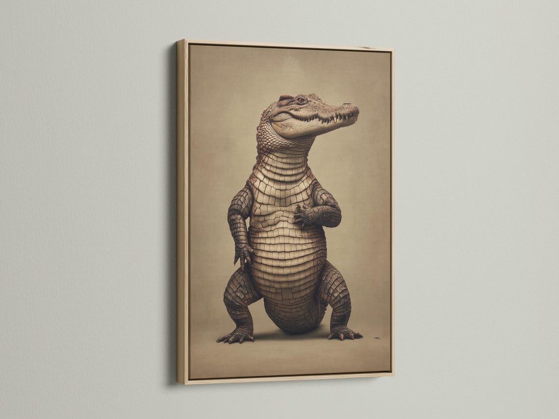 Sepia alligator portrait with detailed scales against a warm background detail view