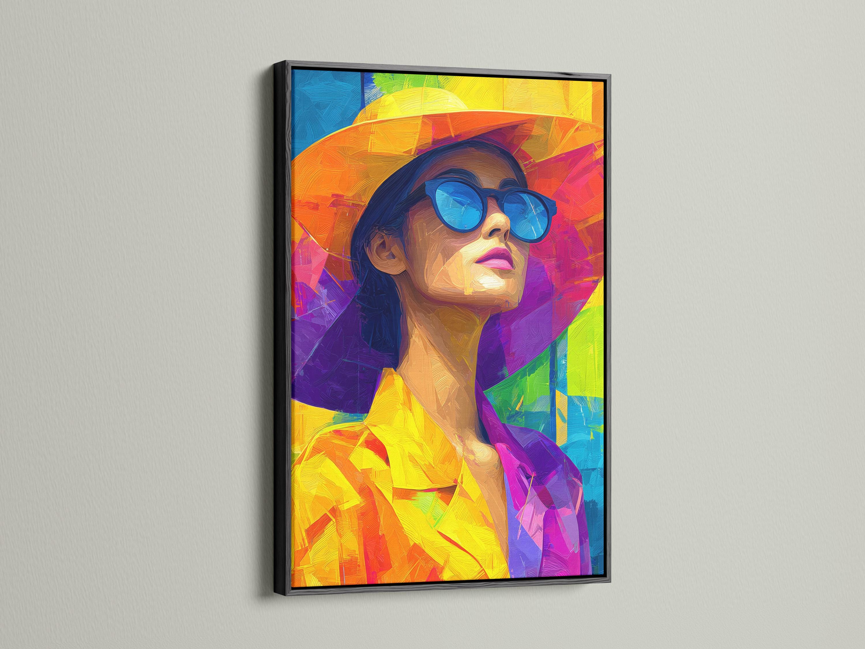 Woman portrait artwork displayed in a wall mockup with other small matching versions