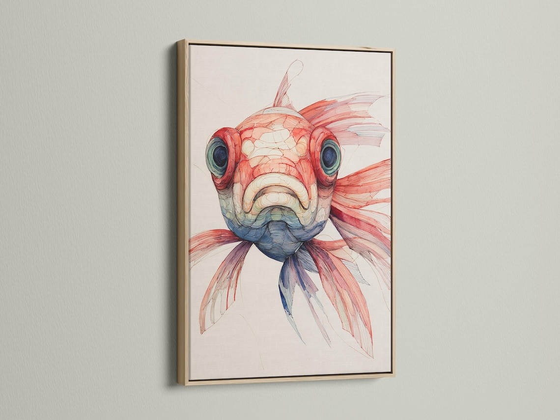 Mockup showing a koi fish wall artwork in a decorative frame