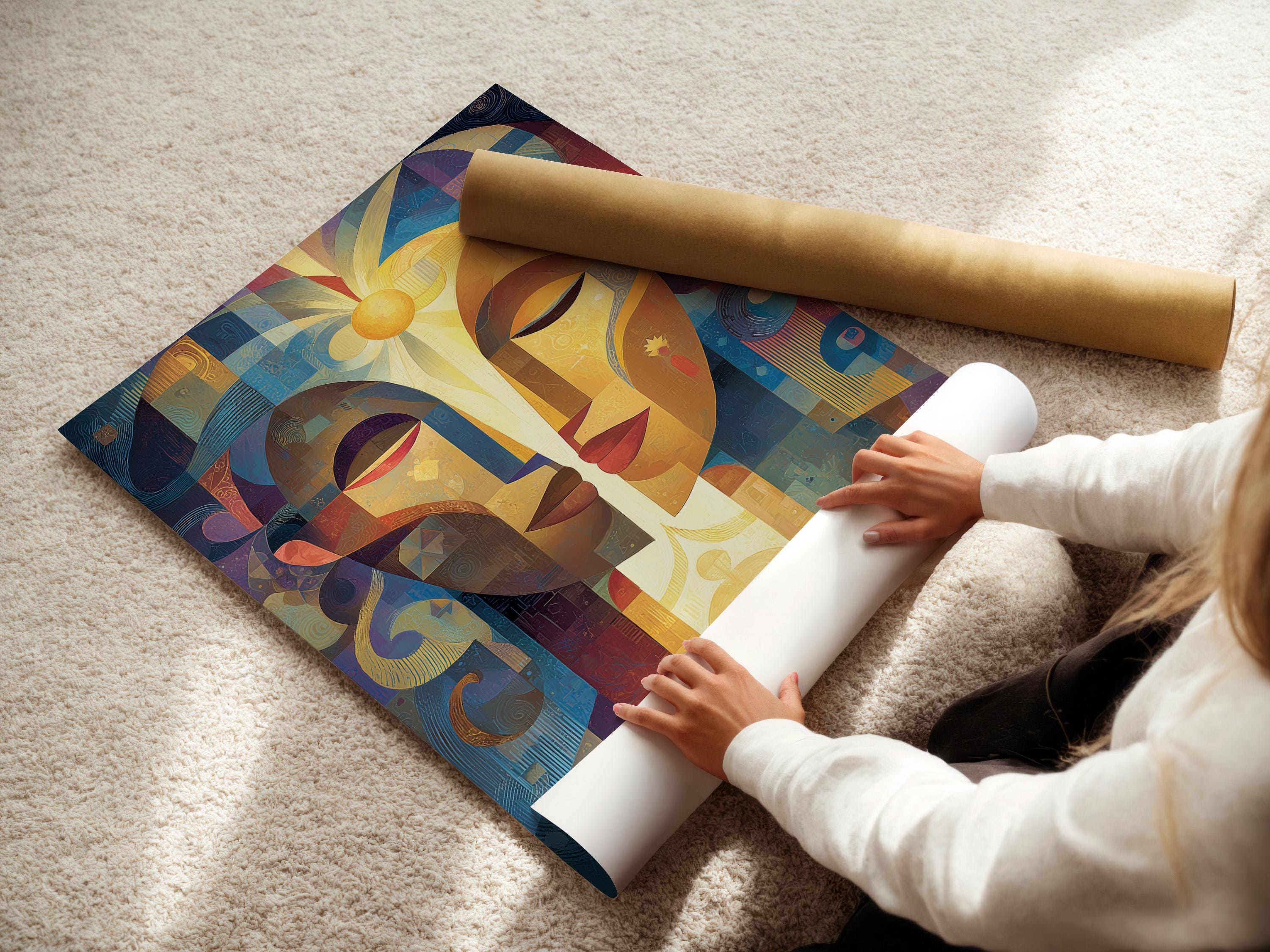 Artwork displayed above a wall with other view thumbnails of the same design