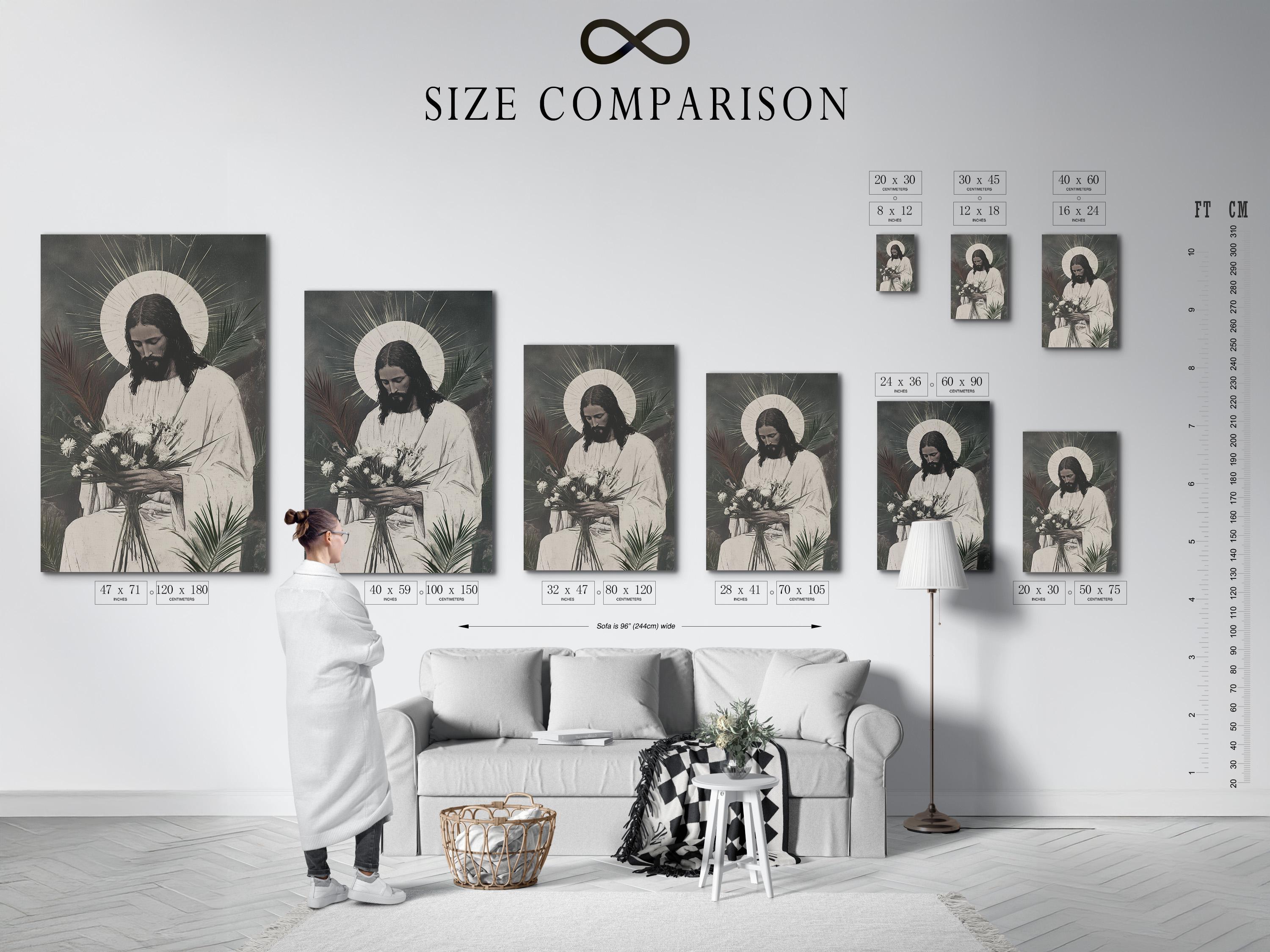 A monochrome illustration of Jesus seated and looking down, framed by a halo, with botanical leaves and dandelion-like flowers at the foreground