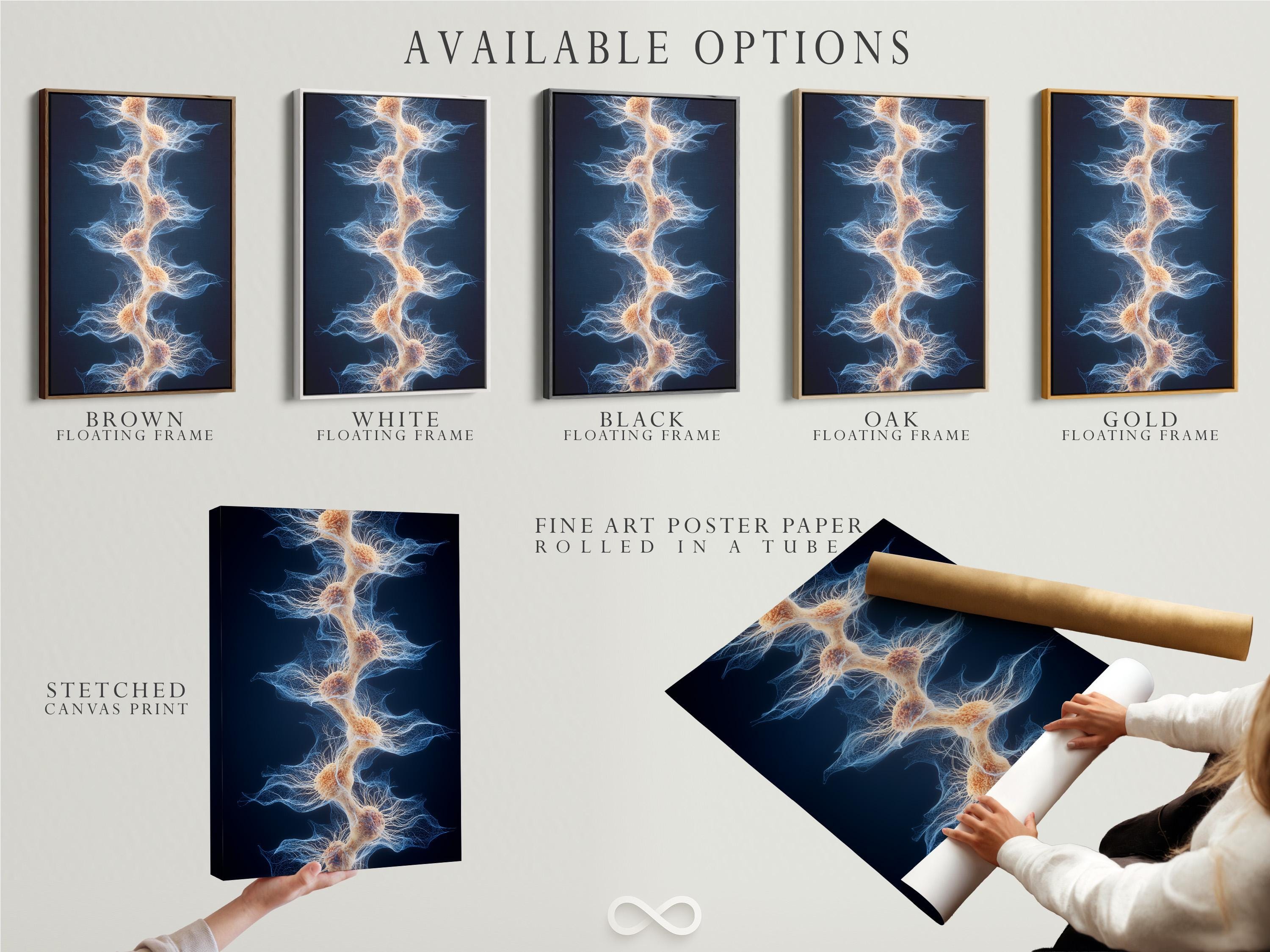 Dark navy abstract filament network with pale blue lines and beige nodes detail view