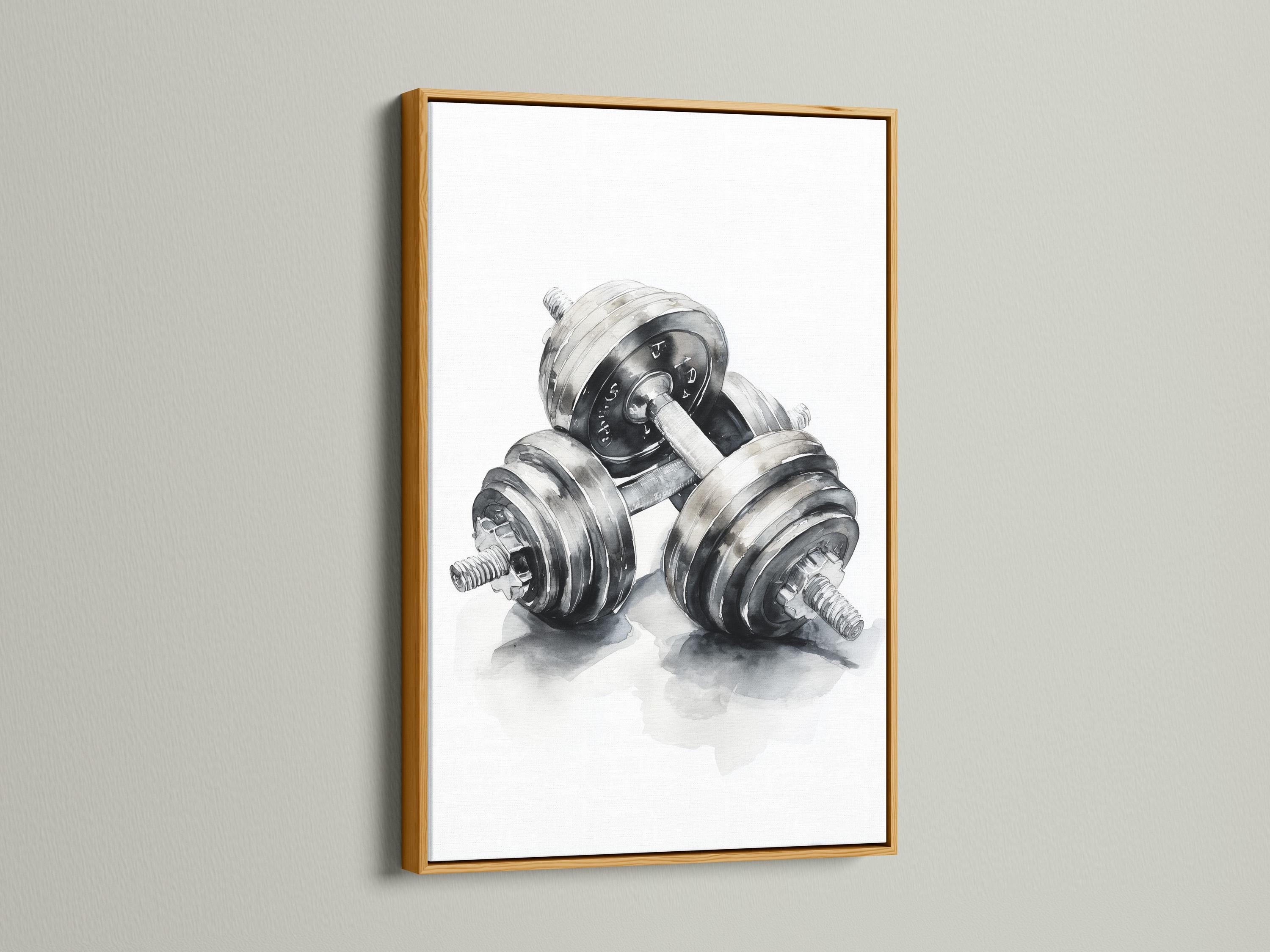 Monochrome weightlifting illustration of a barbell with stacked plates and smoky shading detail view
