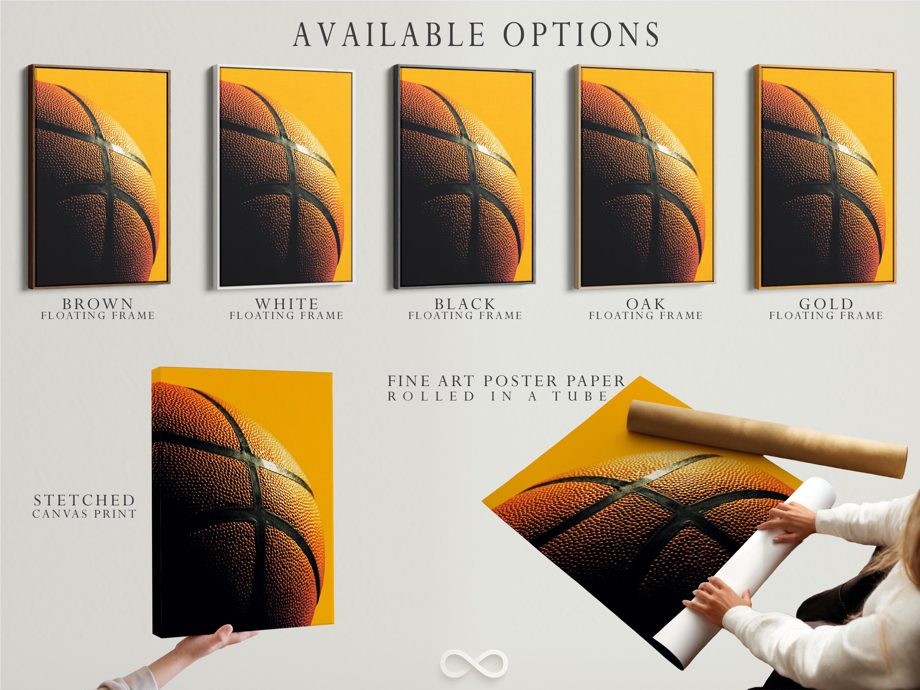 Close-up basketball surface with orange dimples and dark curved grooves