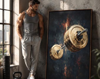 Barbell Weights Canvas Print - Fitness Gym Wall Art, Modern Athletic Decor for Home Gym & Workout Room