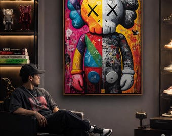 Graffiti Pop Art Canvas Print - Contemporary Wall Art, Modern Urban Decor for Living Room, Street Art Poster for Man Cave Wall Decor