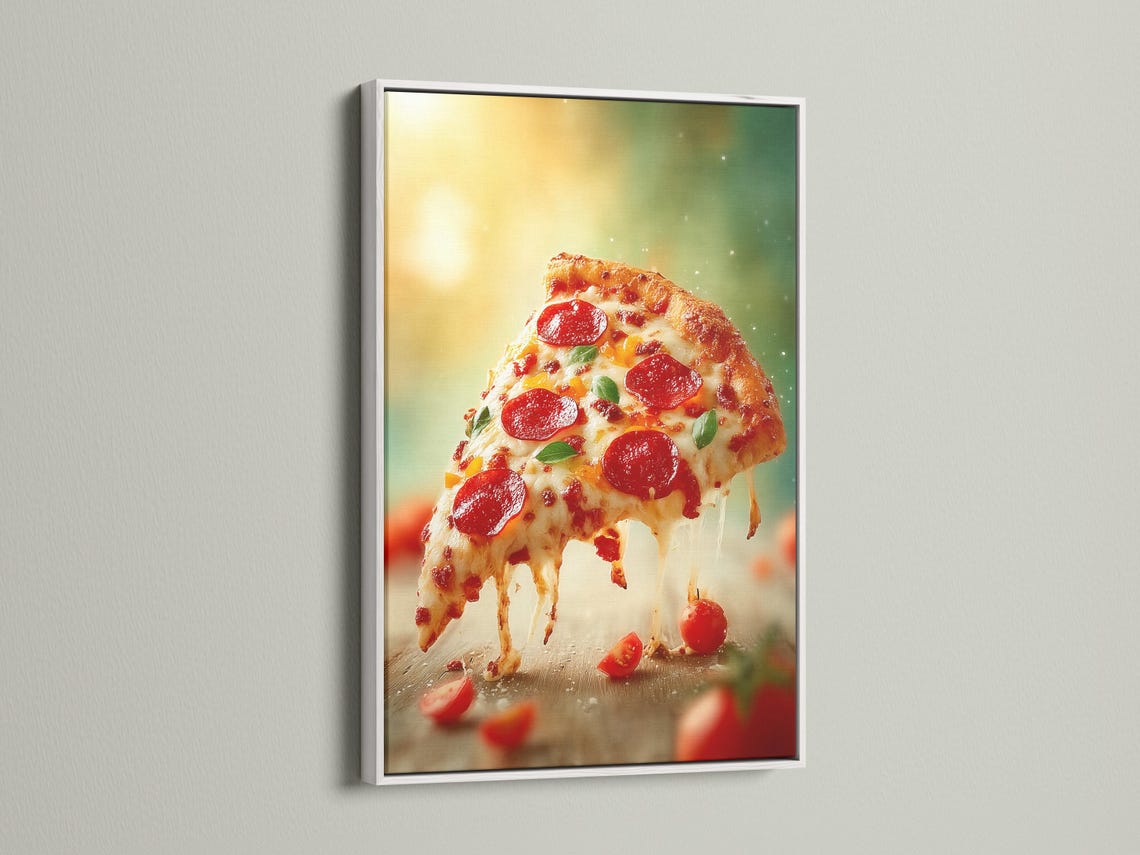 Close-up view of a pepperoni pizza slice with red toppings and melted cheese