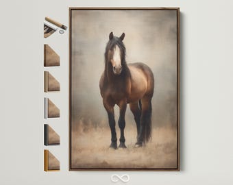 Majestic Brown Horse Print - Rustic Equine Wall Art, Western Home Decor, Animal Photography, Farmhouse Style Artwork for Living Room