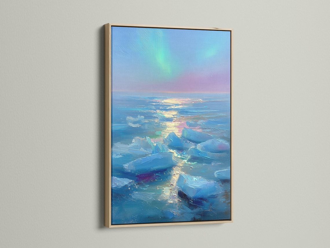 Framed seascape artwork shown in a mockup with several frame options on the left