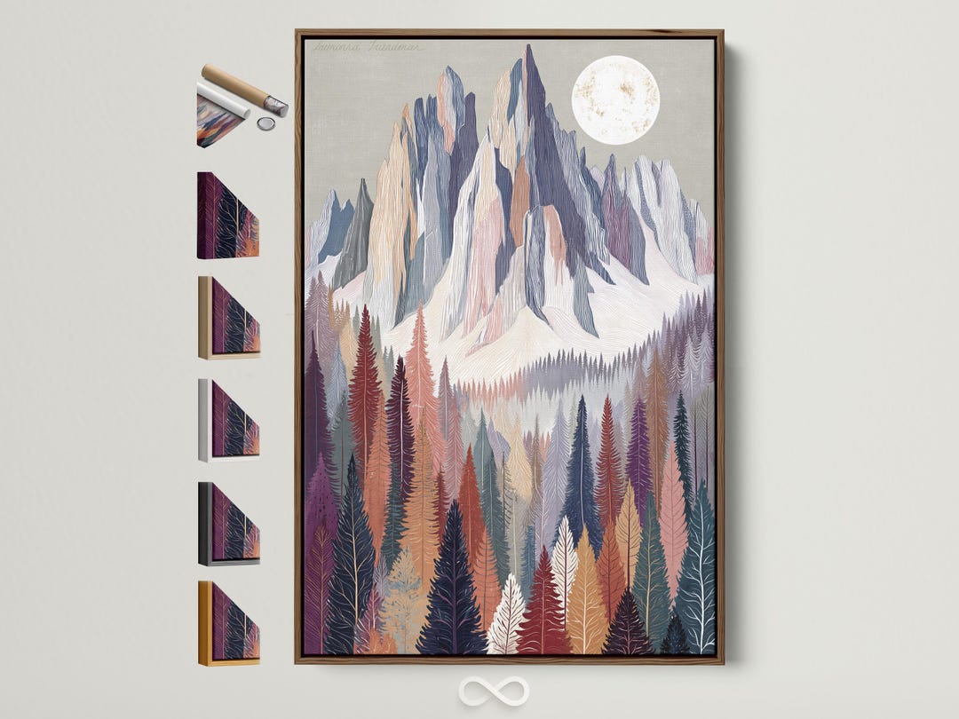 Mountain Forest Canvas Print - Pastel Color Landscape Wall Art, Modern ...