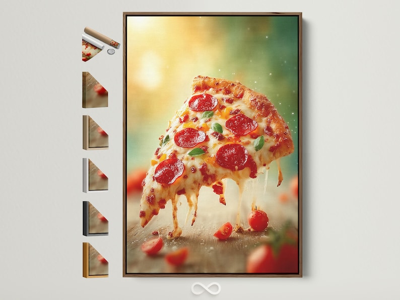 Close-up of a pepperoni pizza slice with red toppings and drips