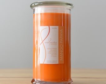 17 oz Woodwick Mango Papaya Soy Jar Candle