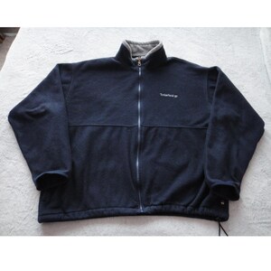 VTG Timberland Mens Weathergear Polartec Fleece Full Zip Jacket Navy Blue XL Y2K