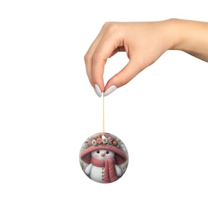 Festive Snowman Ceramic Ornaments - 2-Sided Holiday Decor, Christmas Gifts, Tree Decorations, Winter Home Accents, Unique Gifts