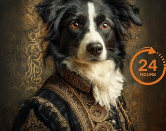 Retrato de mascota personalizado / Retrato de mascota renacentista real, pintura al óleo / Regalo para amantes de los perros y los gatos / Descarga digital