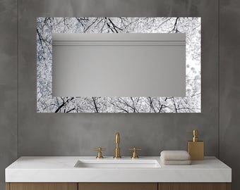 Tempered Glass Wall Mirror, Modern Frameless Design