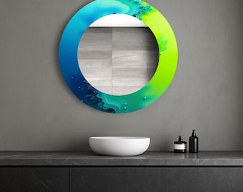 Frameless Round Wall Mirror, Tempered Clear Glass, Modern Decor