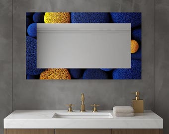 Dekorativer rechteckiger Wandspiegel, moderne Kunstdrucke, gehärtetes Glas