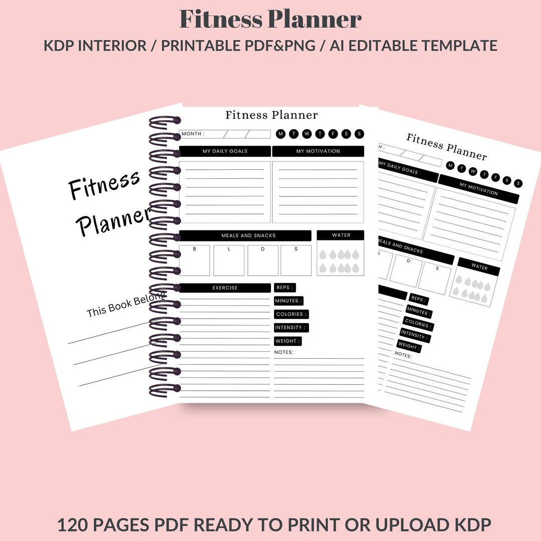 Fitness Planner PDF – Printable Workout Tracker, Exercise Meal Log, Gym ...
