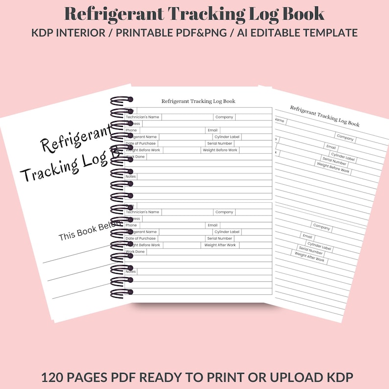 Refrigerant Tracking Log Book – Printable HVAC Record Sheet, Canva ...