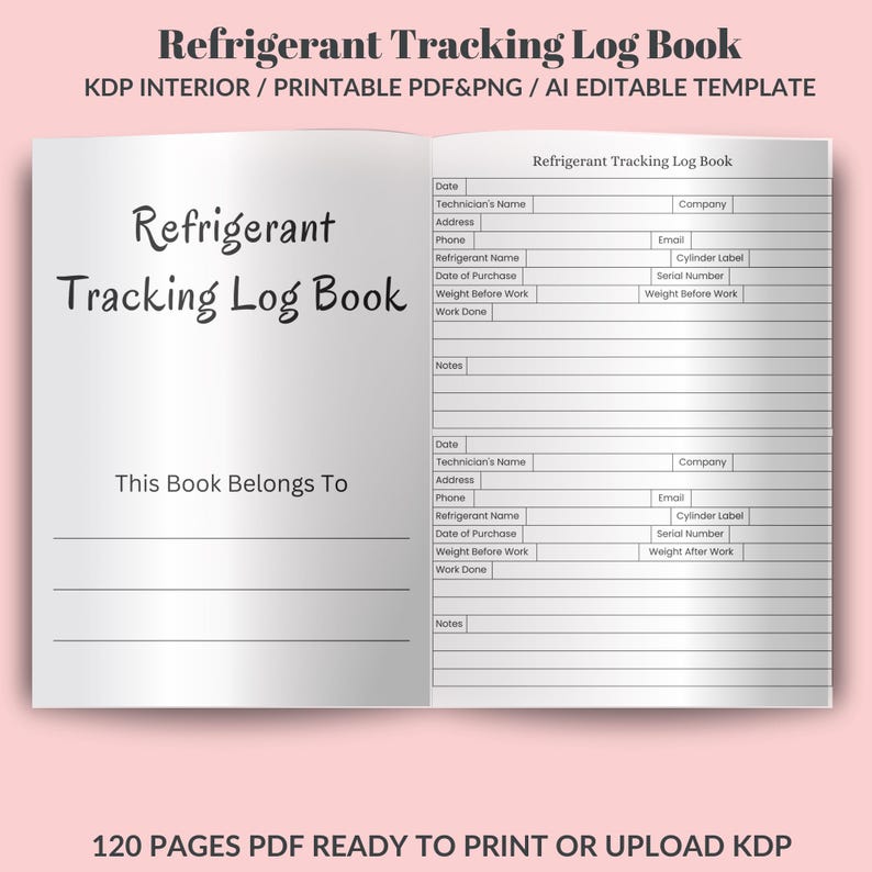 Refrigerant Tracking Log Book – Printable HVAC Record Sheet, Canva ...