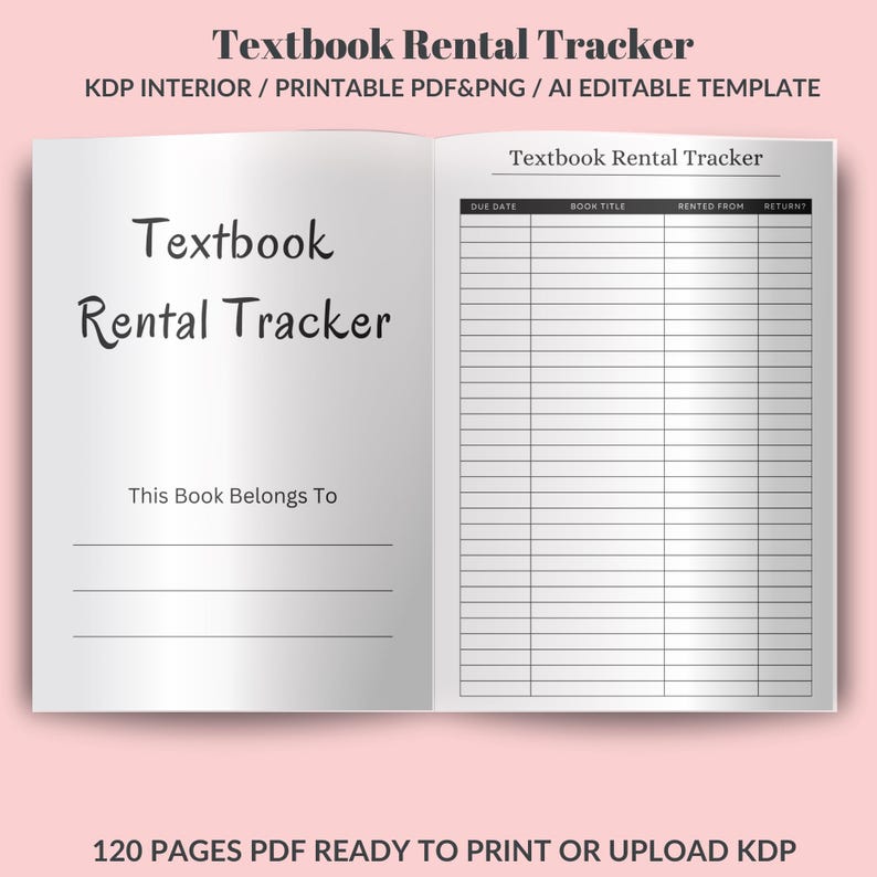 Textbook Rental Tracker – Printable Book Loan Organizer, Canva Template ...