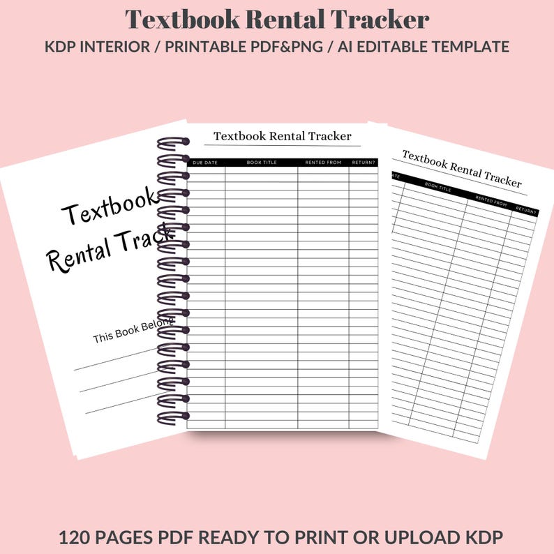 Textbook Rental Tracker – Printable Book Loan Organizer, Canva Template ...