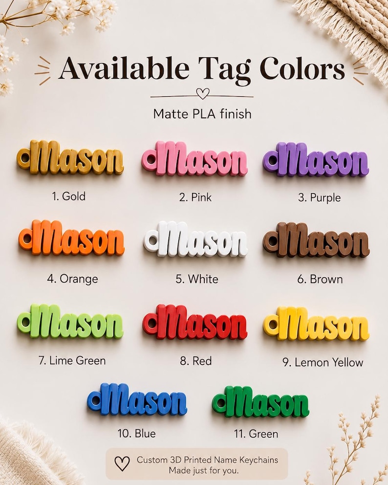 Custom 3D Printed Name Keychain Tag | Personalized Backpack, Luggage Charm, Bag Identifier image 8