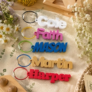 Custom 3D Printed Name Keychain Tag | Personalized Backpack, Luggage Charm, Bag Identifier image 2