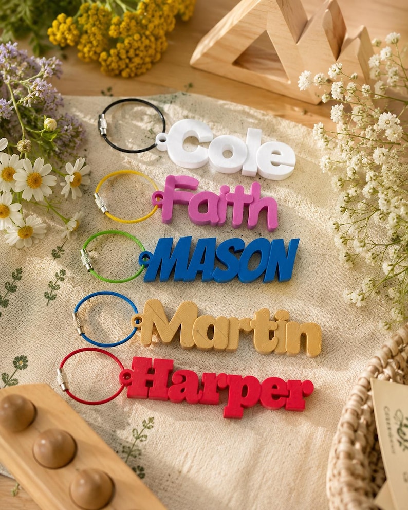 Custom 3D Printed Name Keychain Tag | Personalized Backpack, Luggage Charm, Bag Identifier image 2