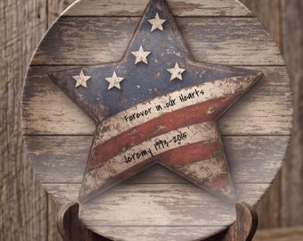 Personalisierte rustikale Americana-Gedenkplatte