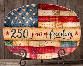 Amerikanische Flagge Patchwork Platte, 250 Jahre Freiheit Andenken, Geschenk zum Unabhängigkeitstag