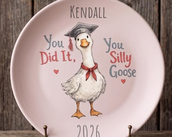 Plato de graduación personalizado con forma de ganso, regalo de graduación con nombre personalizado 2026, plato de recuerdo divertido