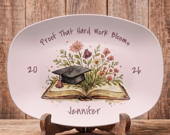 Bandeja de graduación personalizada, diseño de libro de flores silvestres, recuerdo de la promoción de 2026